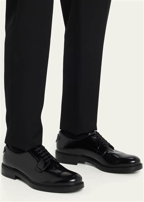 brushed leather derby shoes prada|prada derby shoes men's.